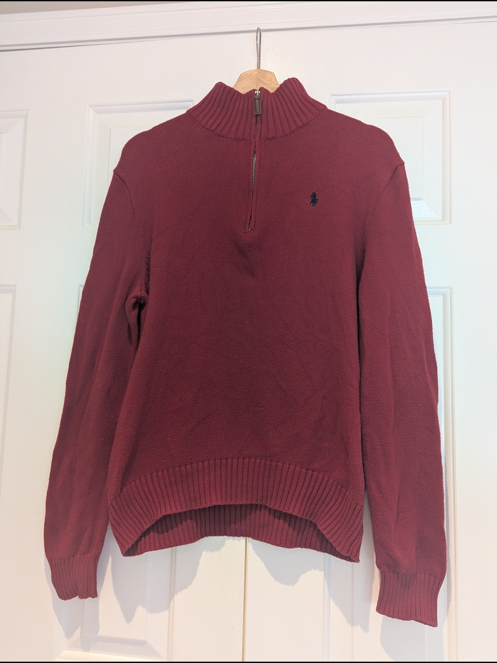 Polo by Ralph Lauren Half-Zip Red Cotton Sweater Pullover Coastal preppy S